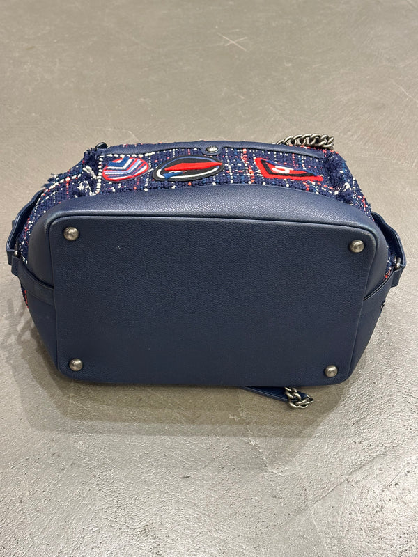 S/S2016 Chanel "Airline" tweed patches bowling bag