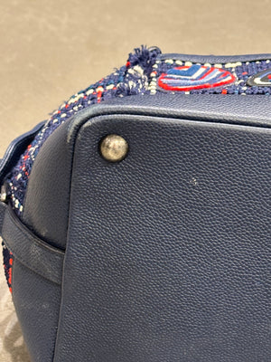 S/S2016 Chanel "Airline" tweed patches bowling bag