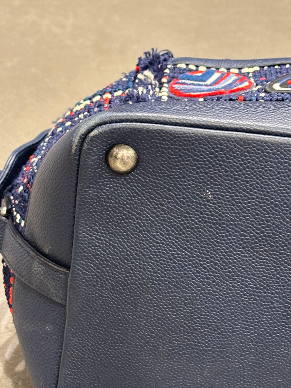 S/S2016 Chanel "Airline" tweed patches bowling bag