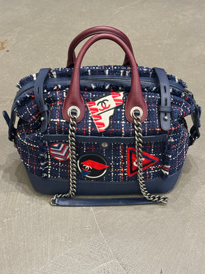 S/S2016 Chanel "Airline" tweed patches bowling bag