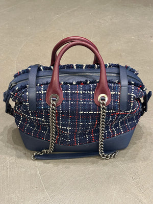 S/S2016 Chanel "Airline" tweed patches bowling bag