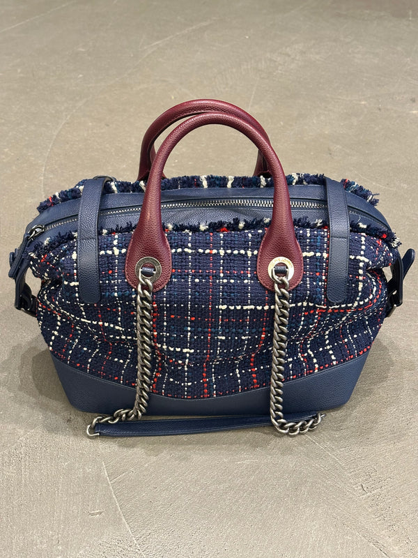 S/S2016 Chanel "Airline" tweed patches bowling bag