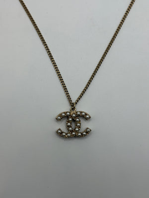 2010s Chanel pearl-embellished CC pendant necklace