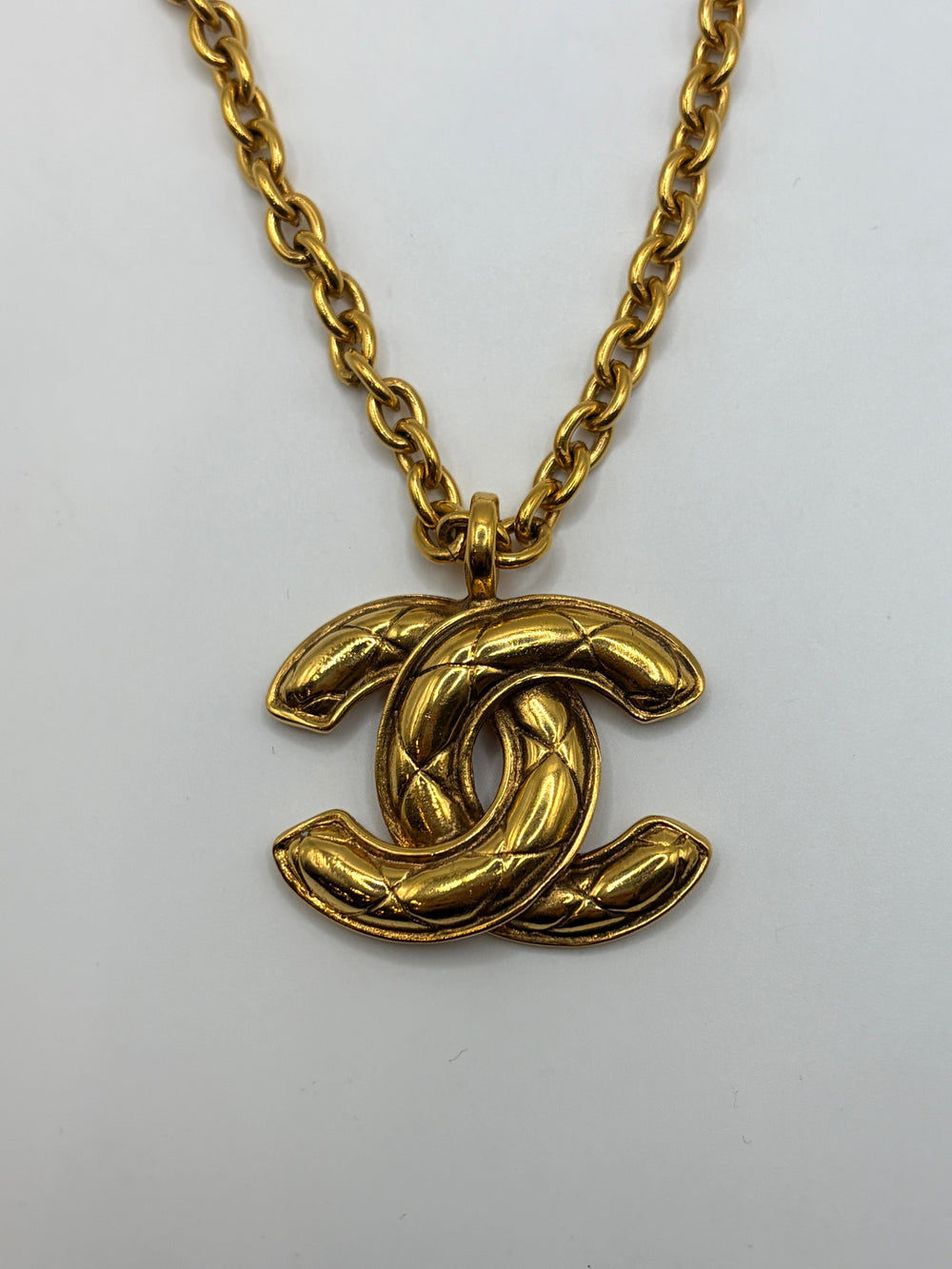 1990s Chanel quilted CC pendant chain necklace