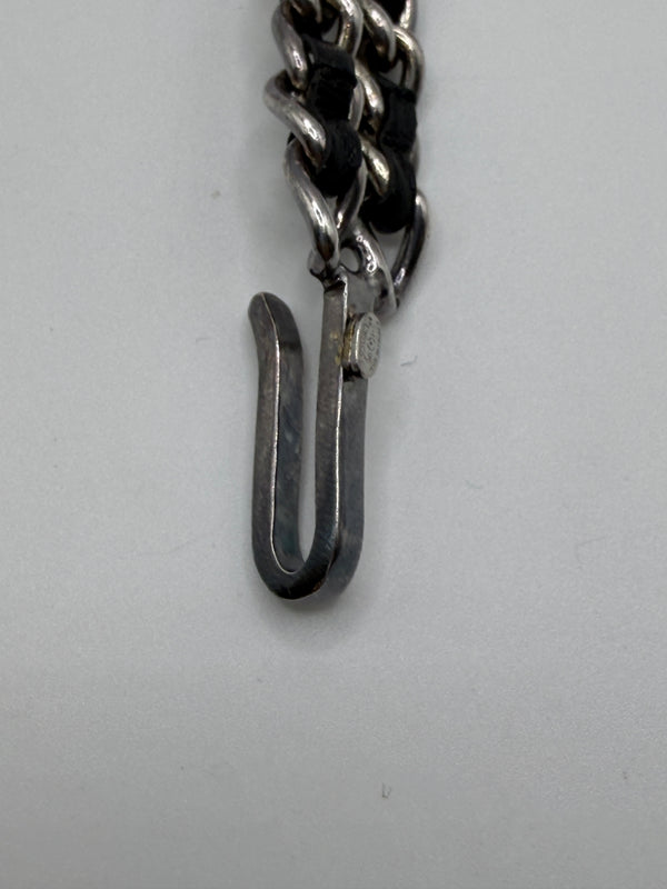 2000s Chanel leather and chain belt with CC charm