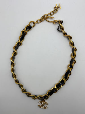 1995 Chanel by Karl Lagerfeld leather intertwined choker