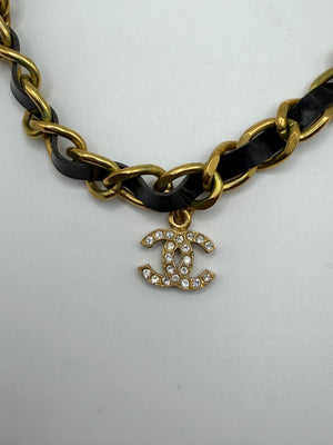 1995 Chanel by Karl Lagerfeld leather intertwined choker