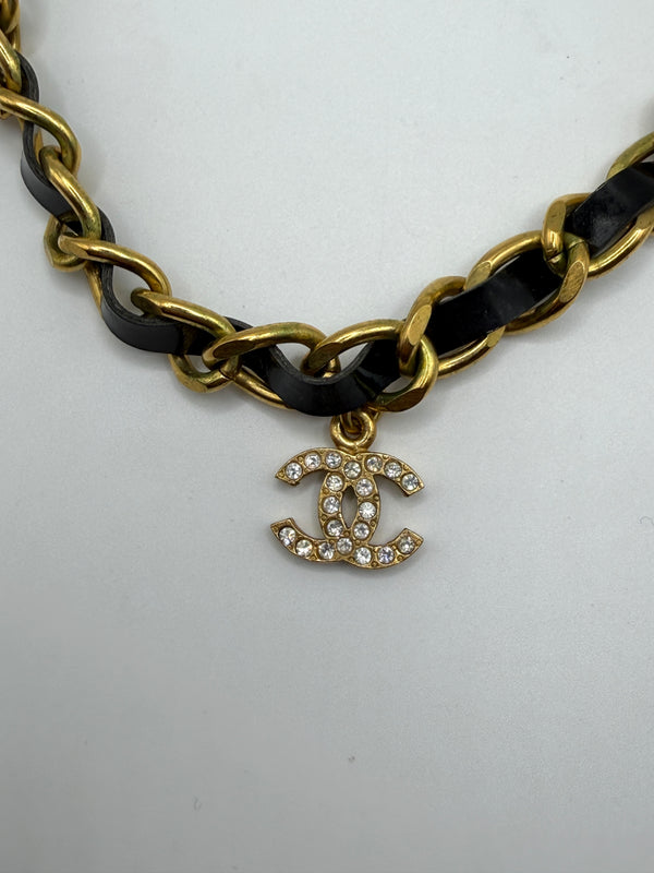 1995 Chanel by Karl Lagerfeld leather intertwined choker