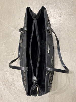 S/S2003 Prada floral appliqué nylon tote bag