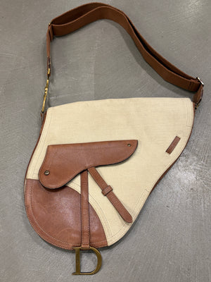2002 Christian Dior by John Galliano canvas and leather Saddle bag