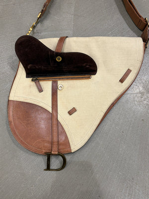 2002 Christian Dior by John Galliano canvas and leather Saddle bag