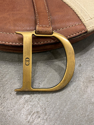 2002 Christian Dior by John Galliano canvas and leather Saddle bag