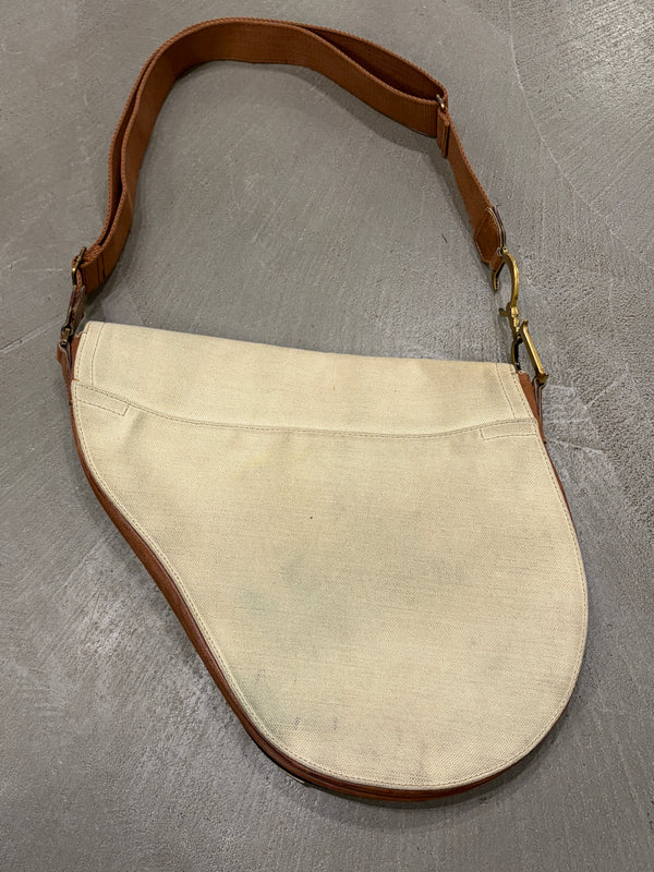 2002 Christian Dior by John Galliano canvas and leather Saddle bag