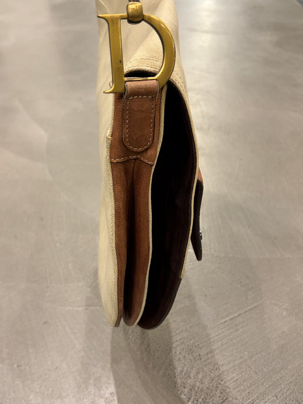 2002 Christian Dior by John Galliano canvas and leather Saddle bag