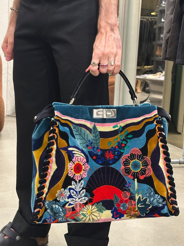 F/W 2016 Fendi velvet embroidered Peekaboo bag