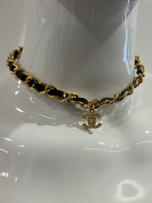 1995 Chanel by Karl Lagerfeld leather intertwined choker