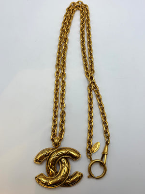 1990s Chanel quilted CC pendant chain necklace