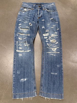 S/S2005 Dolce & Gabbana “crash” distressed jeans
