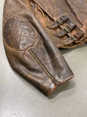 A/W1992 Dolce & Gabbana belted waist cropped aviator leather jacket