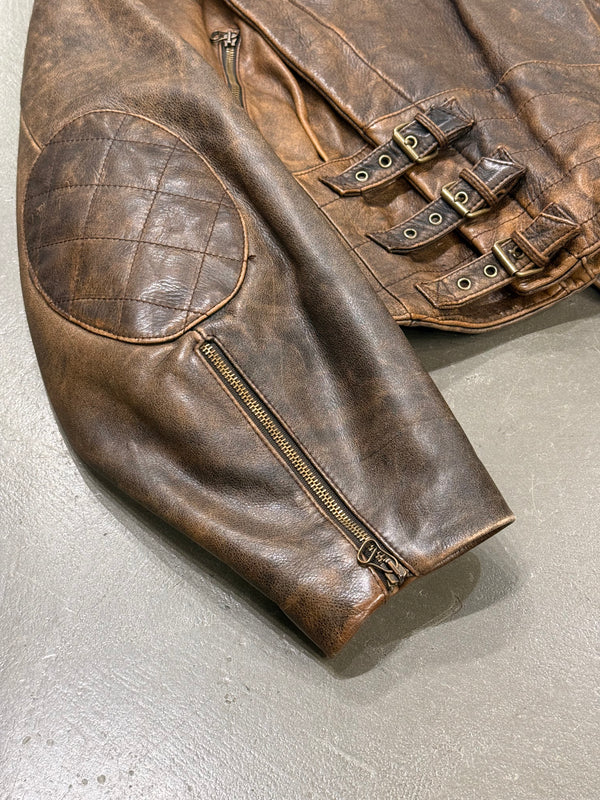 A/W1992 Dolce & Gabbana belted waist cropped aviator leather jacket
