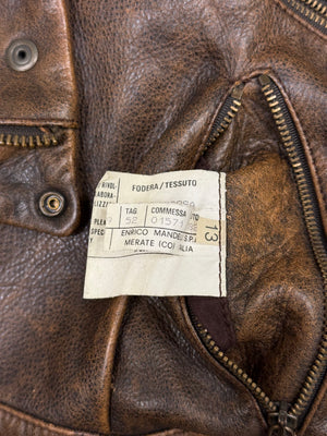 A/W1992 Dolce & Gabbana belted waist cropped aviator leather jacket
