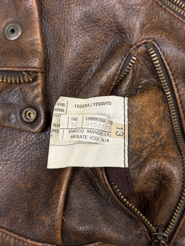 A/W1992 Dolce & Gabbana belted waist cropped aviator leather jacket