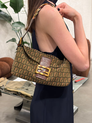 2000s Fend two-tone Zucca Baguette bag