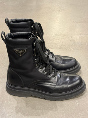 2010s Prada nylon and leather combat boots