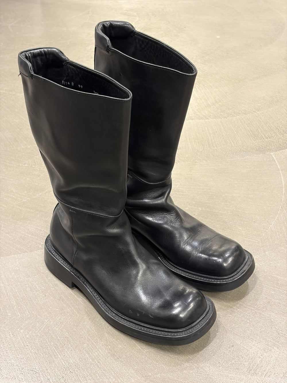 A/W1999 Prada runway square toe leather boots