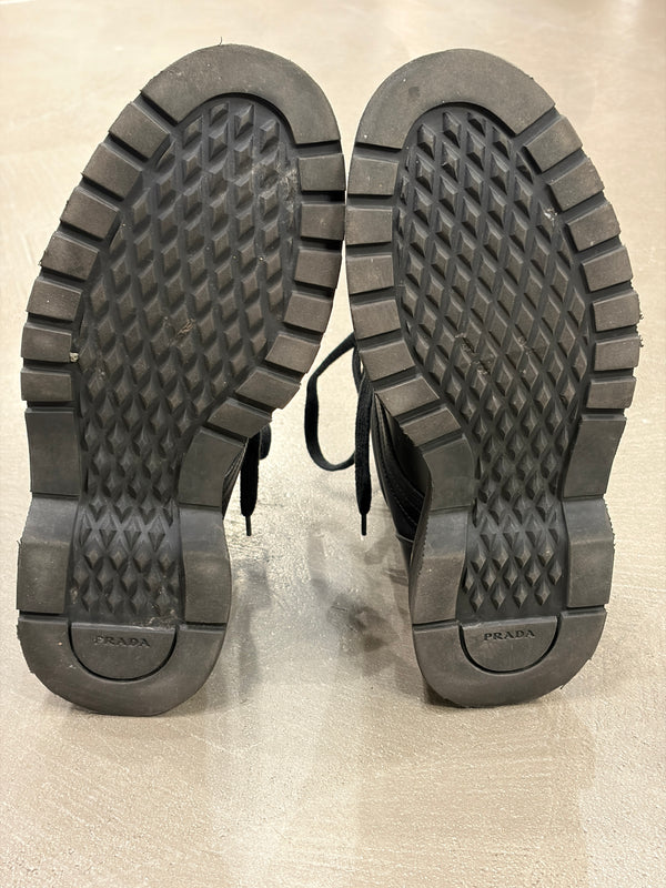 2010s Prada nylon and leather combat boots