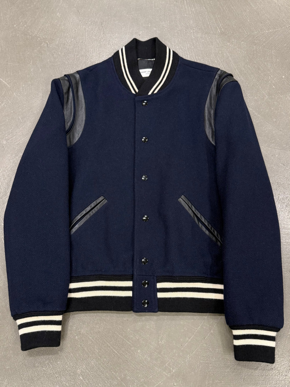 A/W2015 Saint Laurent by Hedi Slimane teddy varsity jacket