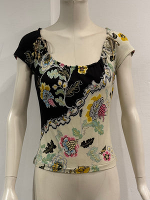 S/S 2003 Roberto Cavalli “chinoiserie” floral top