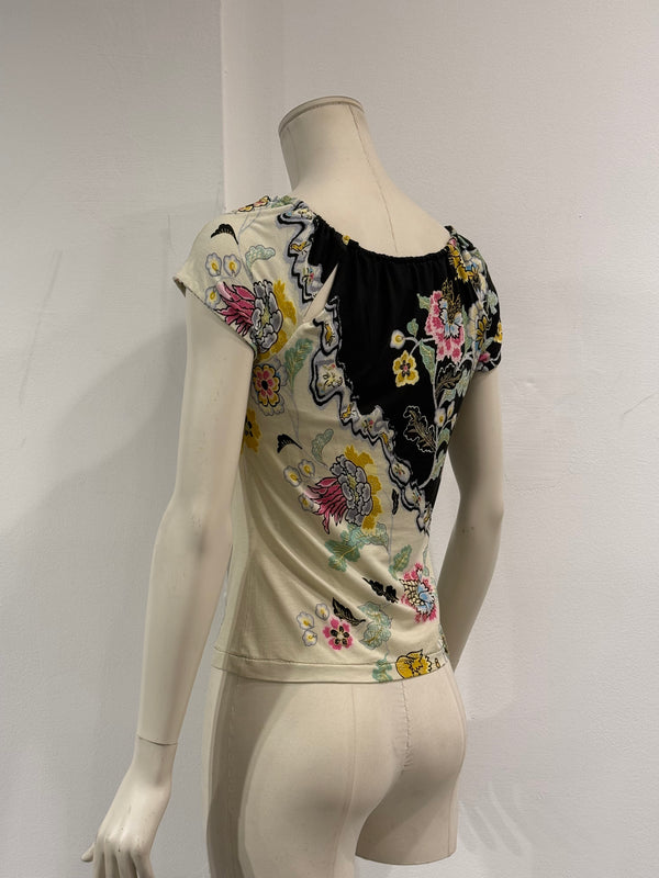 S/S 2003 Roberto Cavalli “chinoiserie” floral top