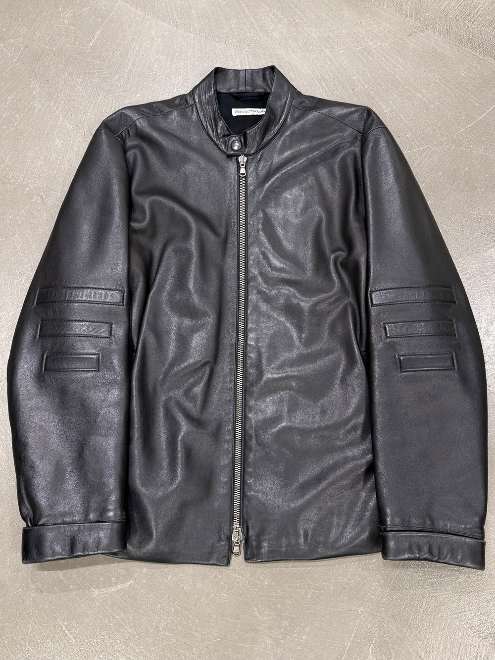 A/W1999 Emporio Armani padded leather biker jacket