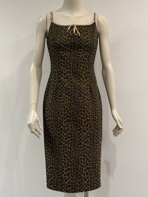 2000s Fendi leopard print body con mini dress