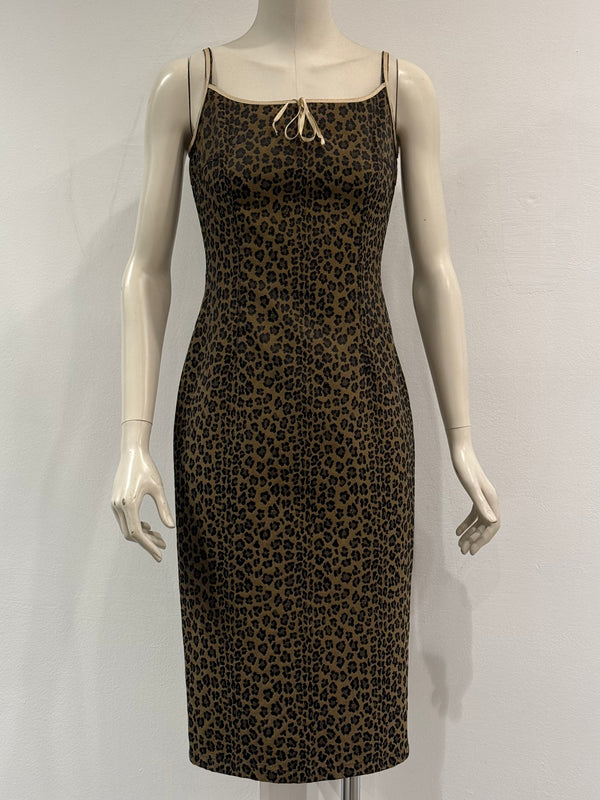 2000s Fendi leopard print body con mini dress