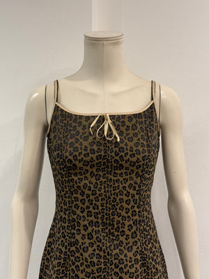 2000s Fendi leopard print body con mini dress