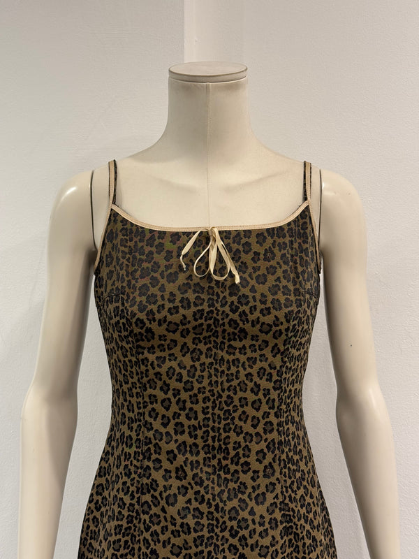 2000s Fendi leopard print body con mini dress