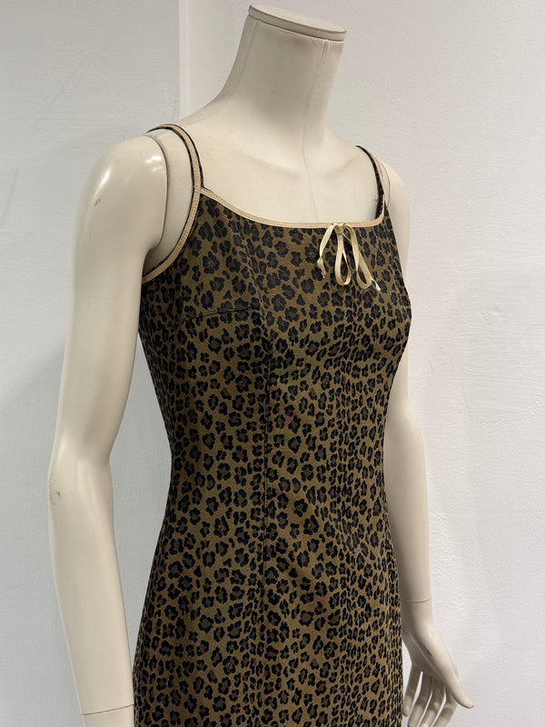 2000s Fendi leopard print body con mini dress
