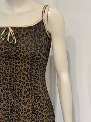 2000s Fendi leopard print body con mini dress