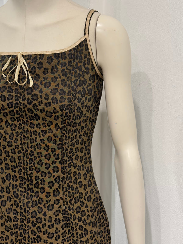 2000s Fendi leopard print body con mini dress