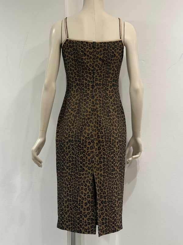 2000s Fendi leopard print body con mini dress