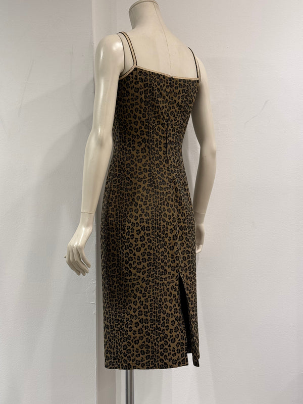 2000s Fendi leopard print body con mini dress
