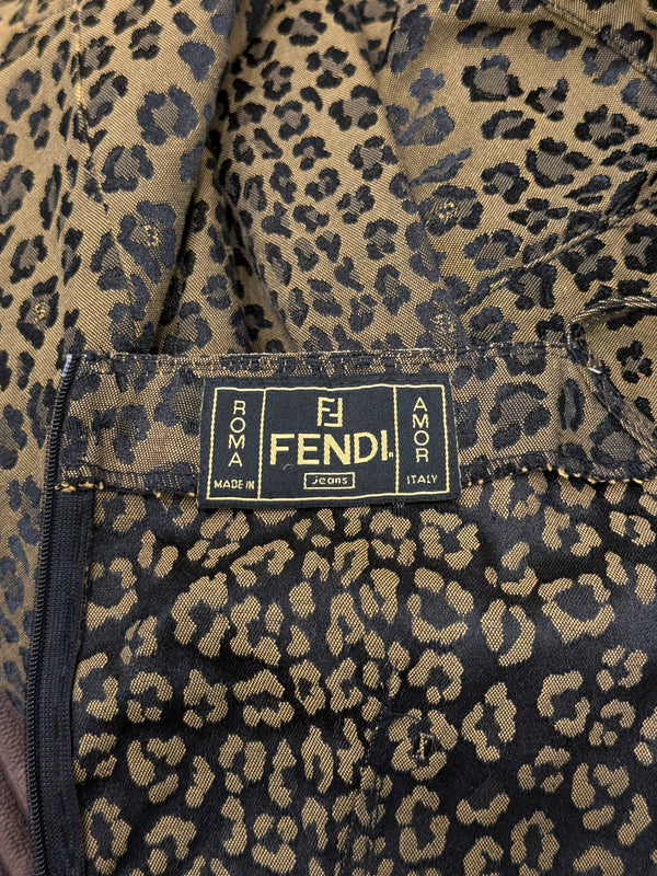 2000s Fendi leopard print body con mini dress