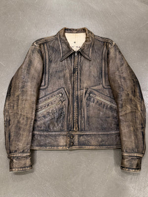 2000s Isaac Sellam distressed leather biker jacket