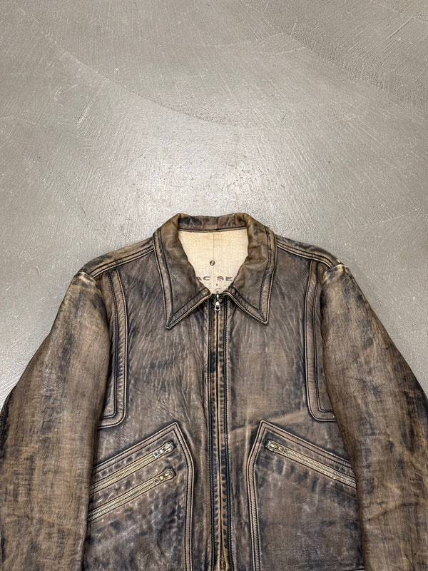 2000s Isaac Sellam distressed leather biker jacket
