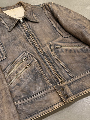 2000s Isaac Sellam distressed leather biker jacket