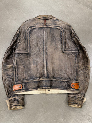2000s Isaac Sellam distressed leather biker jacket