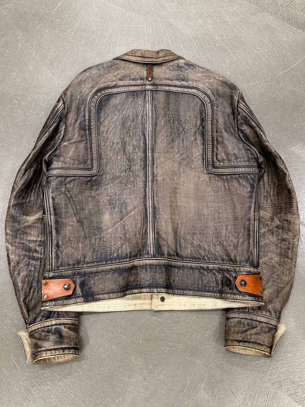 2000s Isaac Sellam distressed leather biker jacket