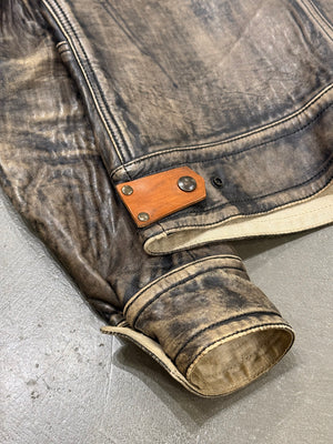 2000s Isaac Sellam distressed leather biker jacket